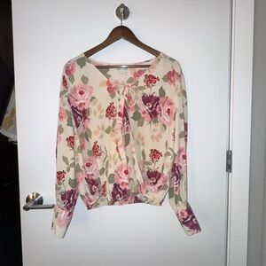 Floral Women's Top - Cream and Pink